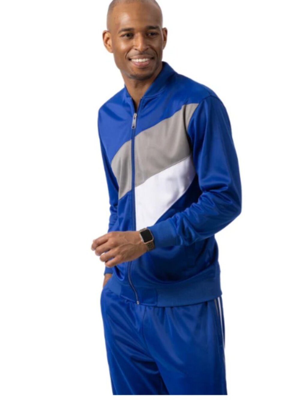 MONTIQUE Men's 2 Piece Color block Tracksuit - Royal.  JS -31